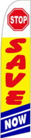 Stop Save Now Feather Flag, 70 cm x 320 cm