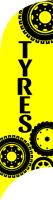 Yellow, Tyres Feather Flag, 80 cm x 300 cm 
