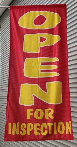 Red Yellow, Open for Inspection Flag