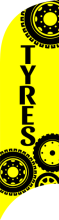 Yellow, Tyres Feather Flag, 80 cm x 300 cm 